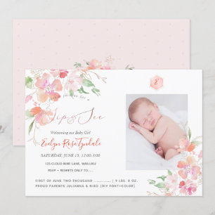 Convite PixDezines Watercolor Blush Peas Sweet Sip+Consult