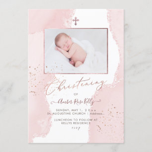 Convite PixDezines Watercolor Blush Pink Christening