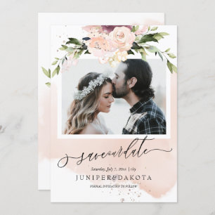 Convite PixDezines Watercolor Blush Pink Dusty Rosa