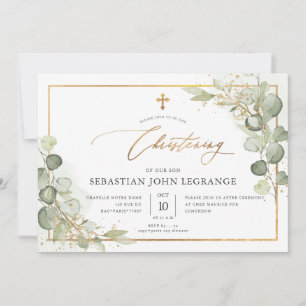 Convite PixDezines Watercolor Eucalyptus Christening