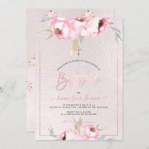 Convite PixDezines Watercolor Flowers Peonies Baptême