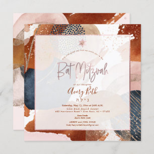 Convite PixDezines Watercolor Modern Abstrato Bat Mitzvah