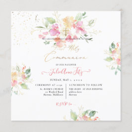 Convite PixDezines Watercolor Sweetpeas Santa Comunhão