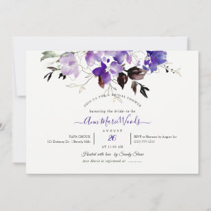 Convite PixDezines Watercolor Sweetpeas Violet Purple