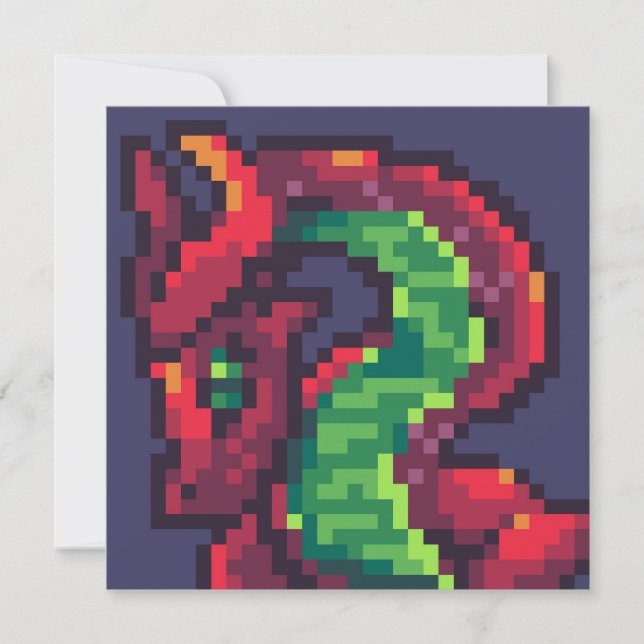 Convite Pixelart, Pixel Art, dragon (Frente)