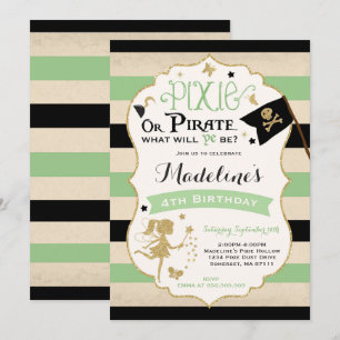 Convite Pixie E Pirata Aniversário Invocando Pirata De Fad
