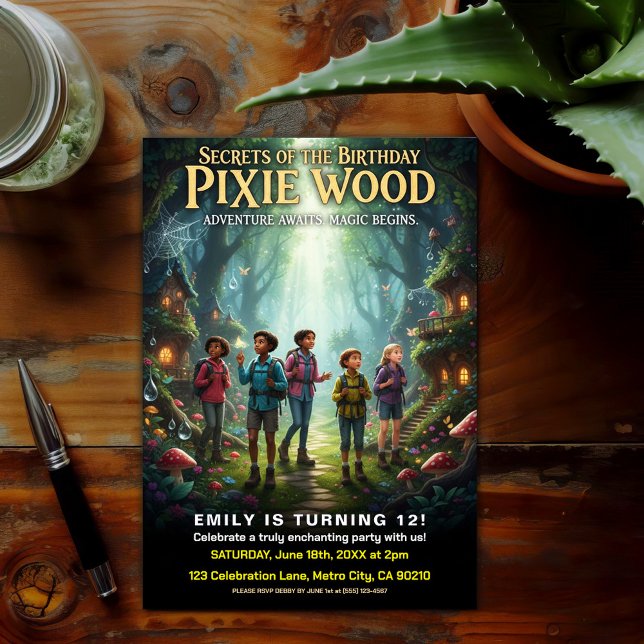 Convite Pixie Wood Magical Birthday Party (Criador carregado)