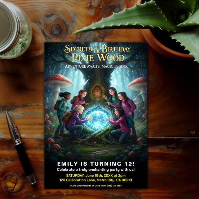 Convite Pixie Wood Magical Birthday Party (Criador carregado)