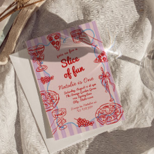 Convite Pizza 1rua Fatia Desenhada De Festa de aniversário