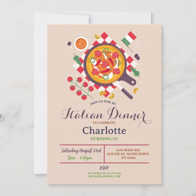 Convite Pizza - Almoço de Festa de aniversário Jante itali (Frente)