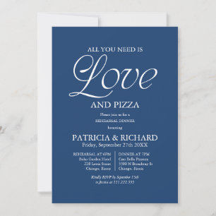 Convite Pizza Azul Cobalto Moderno Ensaio de Casamento