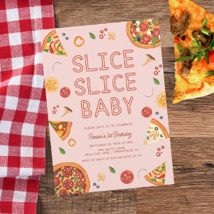 Convite Pizza Bebê Fatia Moderna Primeiro Aniversário