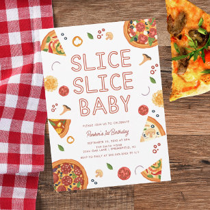 Convite Pizza Bebê Fatia Moderna Primeiro Aniversário