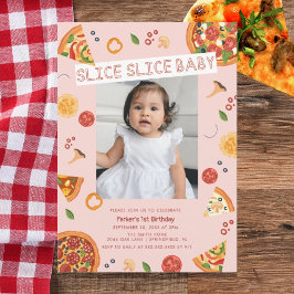 Convite Pizza Bebê Fatia Moderna Primeiro Aniversário