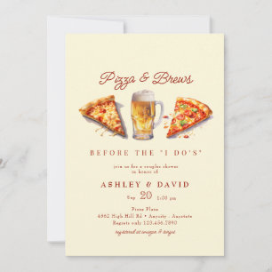 Convite Pizza & Cerveja Chuveiro de Casais Aquarela