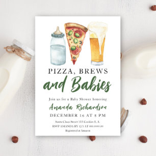 Convite Pizza, Cervejas e Bebês - Chá de Bebê