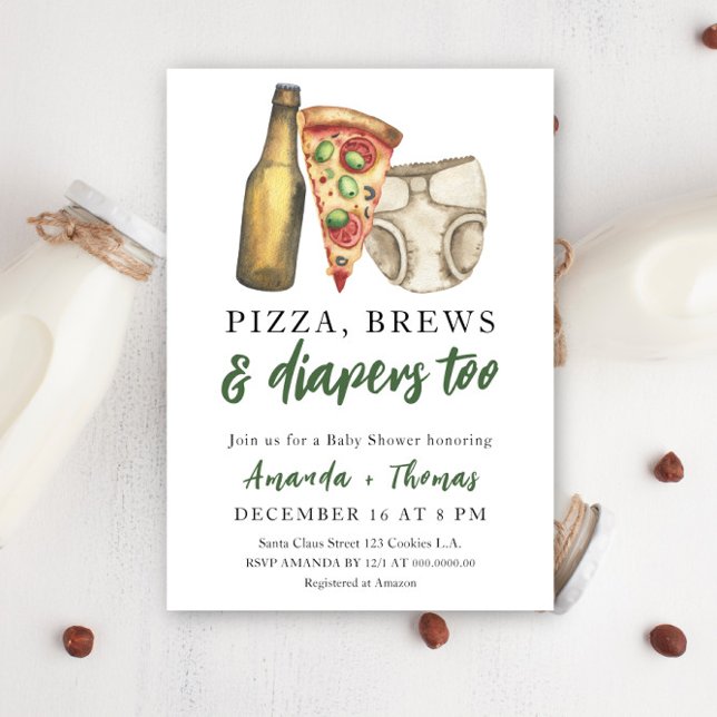 Convite Pizza, Cervejas e Fraldas também - Chá de Bebê (Criador carregado)