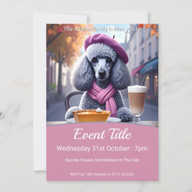 Convite Pizza de Abóbora e Poodle Latte de Pumpkin Picado (Frente)