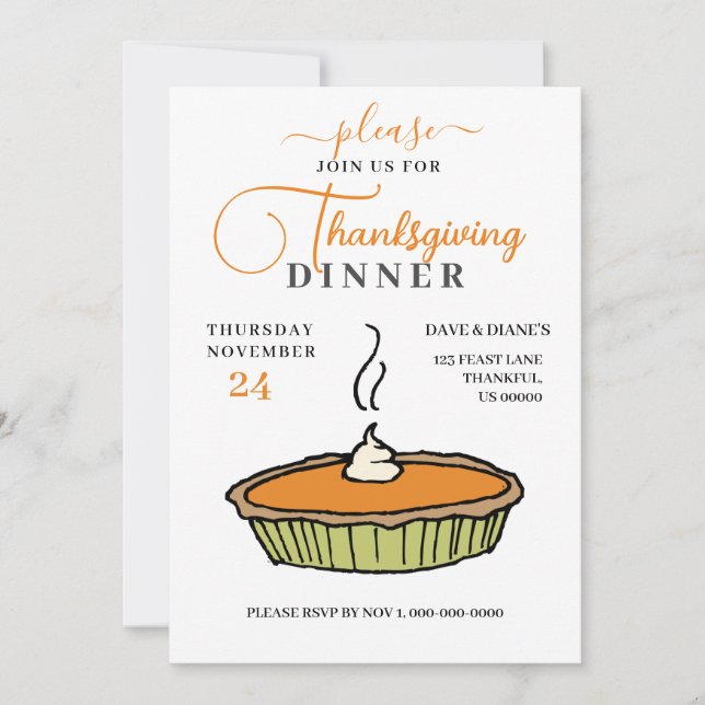 Convite Pizza de Abóbora, Janto de Ação de Graças (Frente)