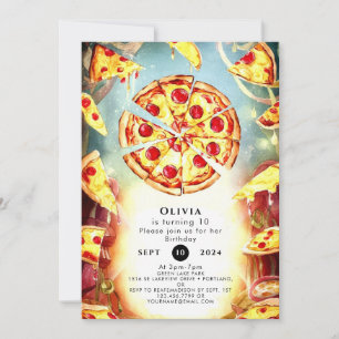 Convite Pizza de Crianças Magnéticas - Aniversário