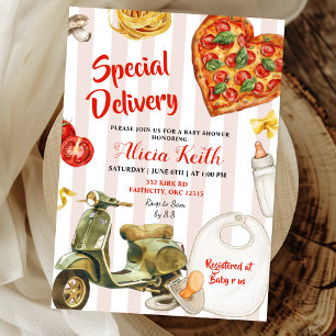 Convite pizza de entrega especial para chá de bebê italian