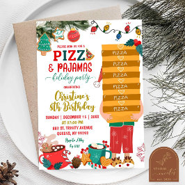 Convite Pizza de Natal e Pijamas Festa de Aniversário de F