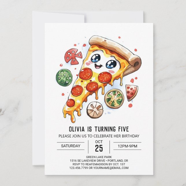 Convite Pizza de Queijo Whimsso Aniversário (Frente)