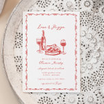 Convite Pizza Desenhada À Mão E Chá de panela De Vinho<br><div class="desc">Pizza Desenhada À Mão E Chá de panela De Vinho</div>