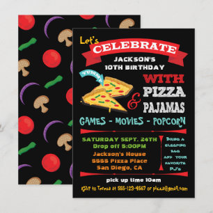Convite Pizza do quadro & festa de aniversário dos pijama