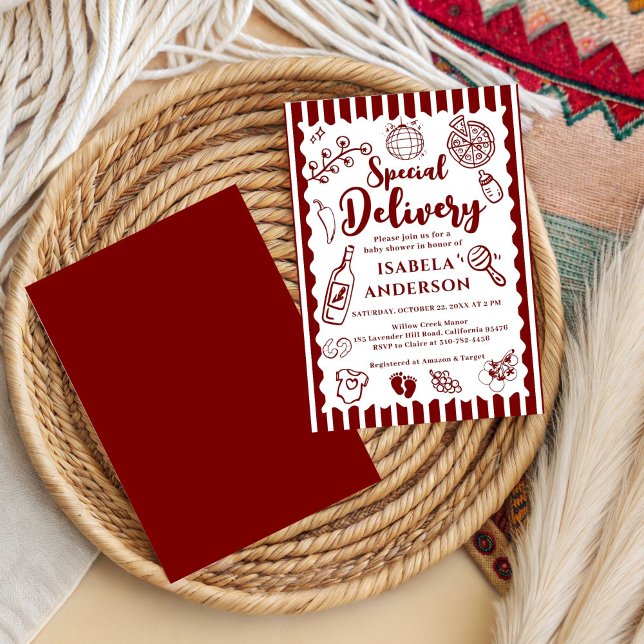 Convite Pizza doodle special Delivery Baby Shower  (Criador carregado)