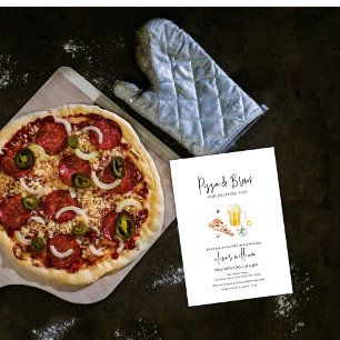 Convite Pizza e Cervejas de Fatia Rústica e Chá de fraldas