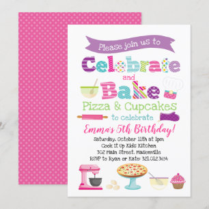 Convite Pizza e Cupcake Baking Party