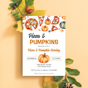 Convite Pizza e modelo de escultura de abóbora