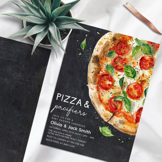 Convite Pizza e Pacificadores Chá de fraldas de pizza casu (Criador carregado)