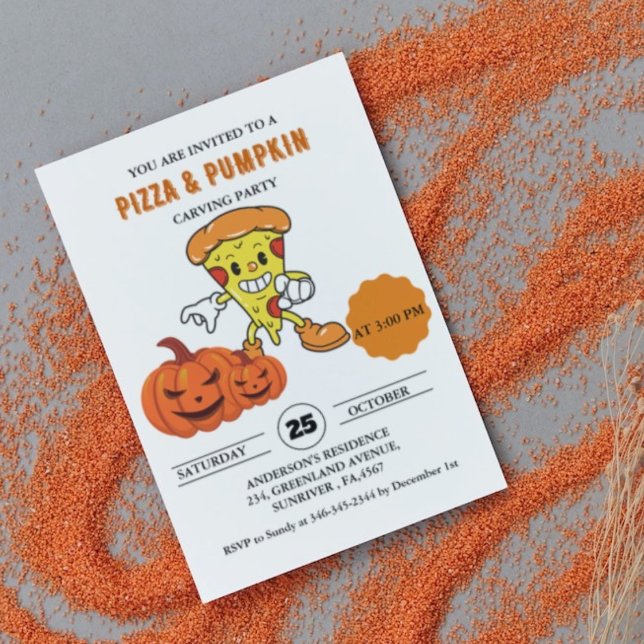 Convite Pizza e Pumpkin com cárter de halloween (Criador carregado)