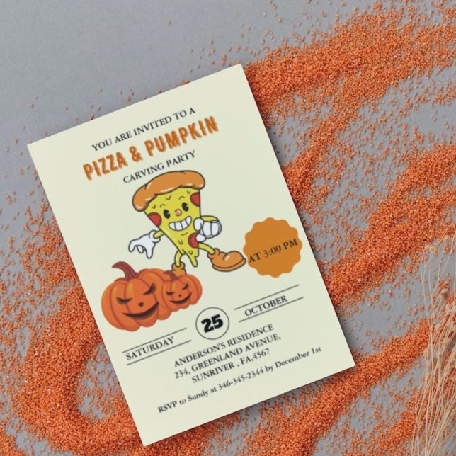 Convite Pizza e Pumpkin com cárter de halloween (Criador carregado)