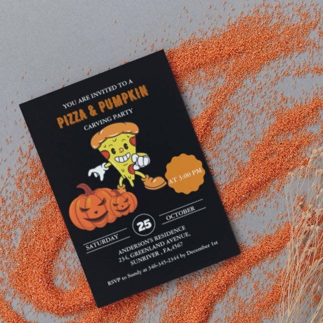 Convite Pizza e Pumpkin com cárter de halloween (Criador carregado)