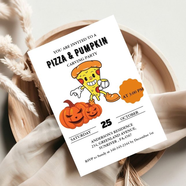 Convite Pizza e Pumpkin com cárter de halloween (Criador carregado)