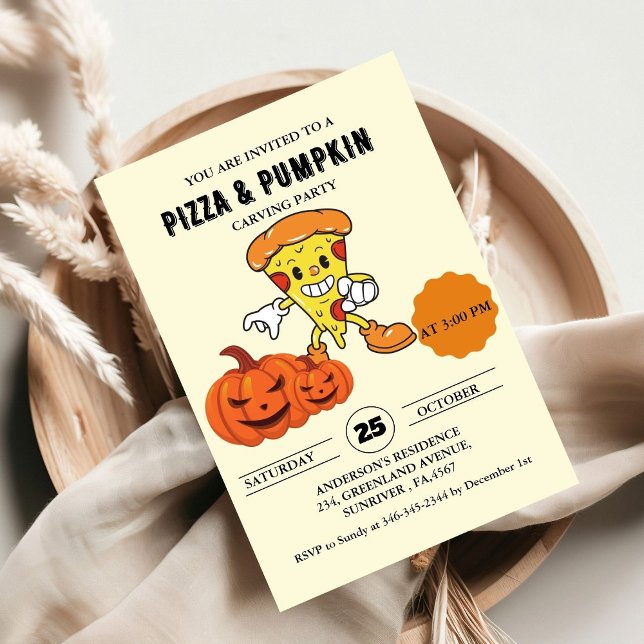 Convite Pizza e Pumpkin com cárter de halloween (Criador carregado)