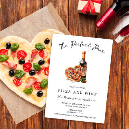 Convite Pizza e vinho Noite Moderna Mínima