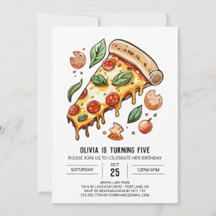 Convite Pizza Elegante de queijo Aniversário
