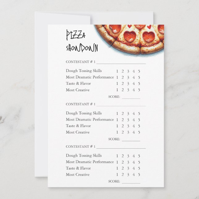 Convite Pizza Fazer Scorecard Imprimível (Frente)