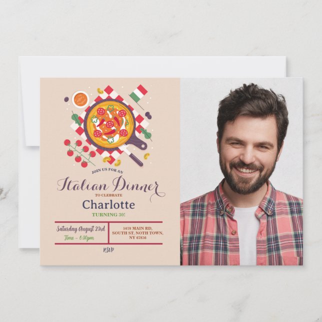 Convite Pizza - Foto do almoço de Festa de aniversário Jan (Frente)