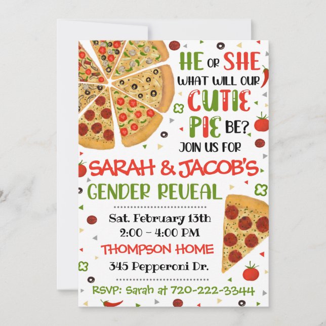 Convite Pizza Gênero Revelar Convite, Revolução de Gênero (Frente)