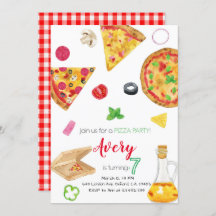 Pizza Invitation, Pizza Invite, Pizza Birthday