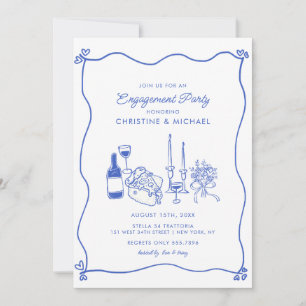 Convite Pizza Italiana & Vinho Casamento Moderno Manuscrit