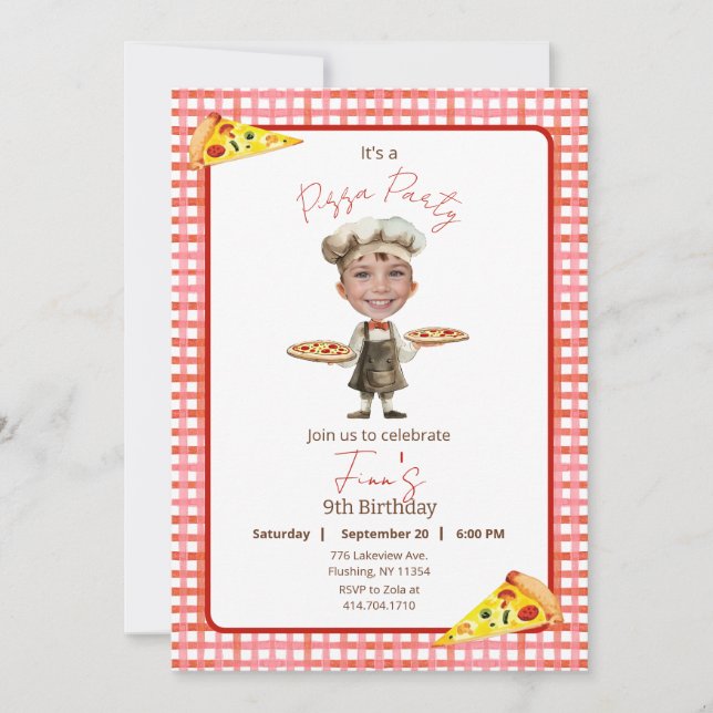 Convite Pizza Party Any Age Birthday Photo Invitation (Frente)