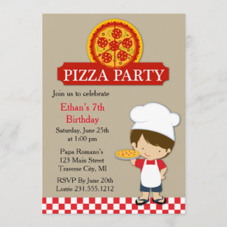 Convite Pizza Party Birthday Boy