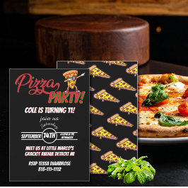 Convite Pizza Party Birthday Invitation | Fun Slice Theme 
