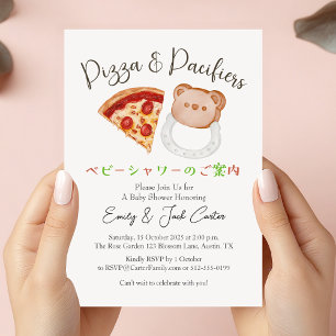 Convite Pizza Party Chá de fraldas Urso Pacificador Custa 